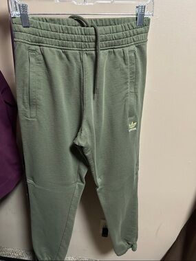 adidas Unisex Olive Drawstring Joggers with Trefoil Logo